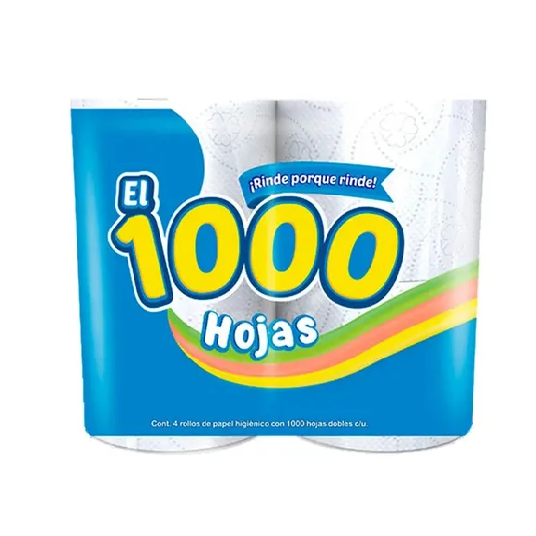 Papel El 1000 Hojas 4 Rollos 1000 H